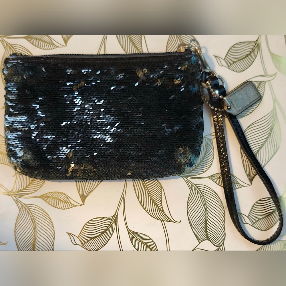 Coach Black Sequin Wristlet Clutch - Picture 4 of 5